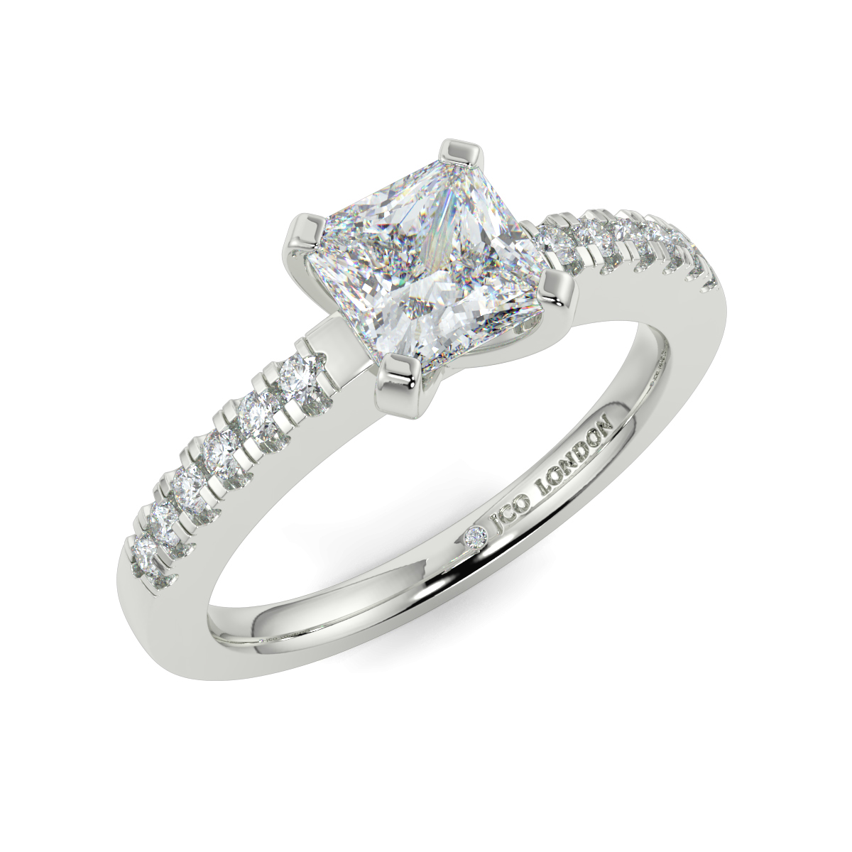 Princess Shoulder Diamond  Engagement Rings