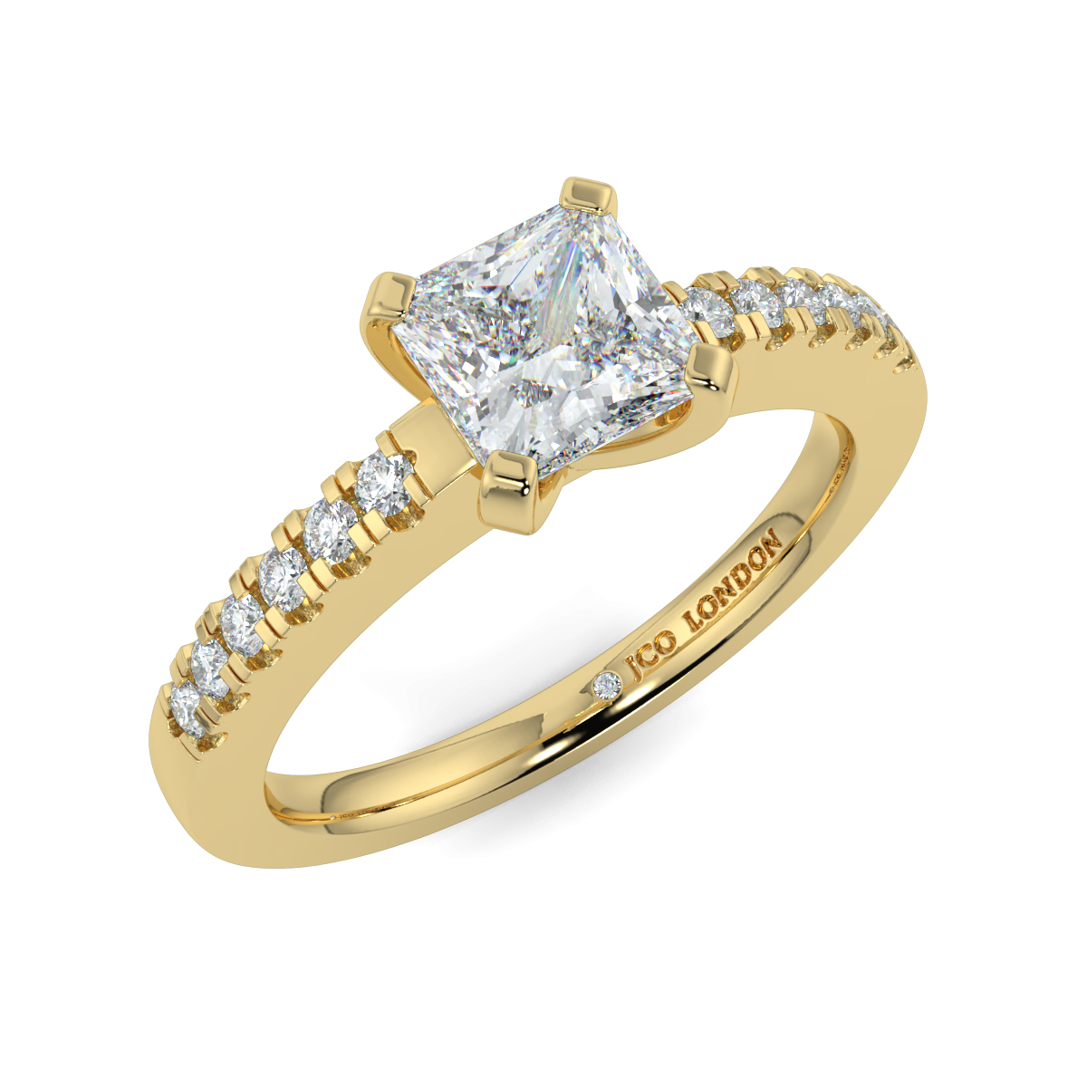 Princess Shoulder Diamond  Engagement Rings