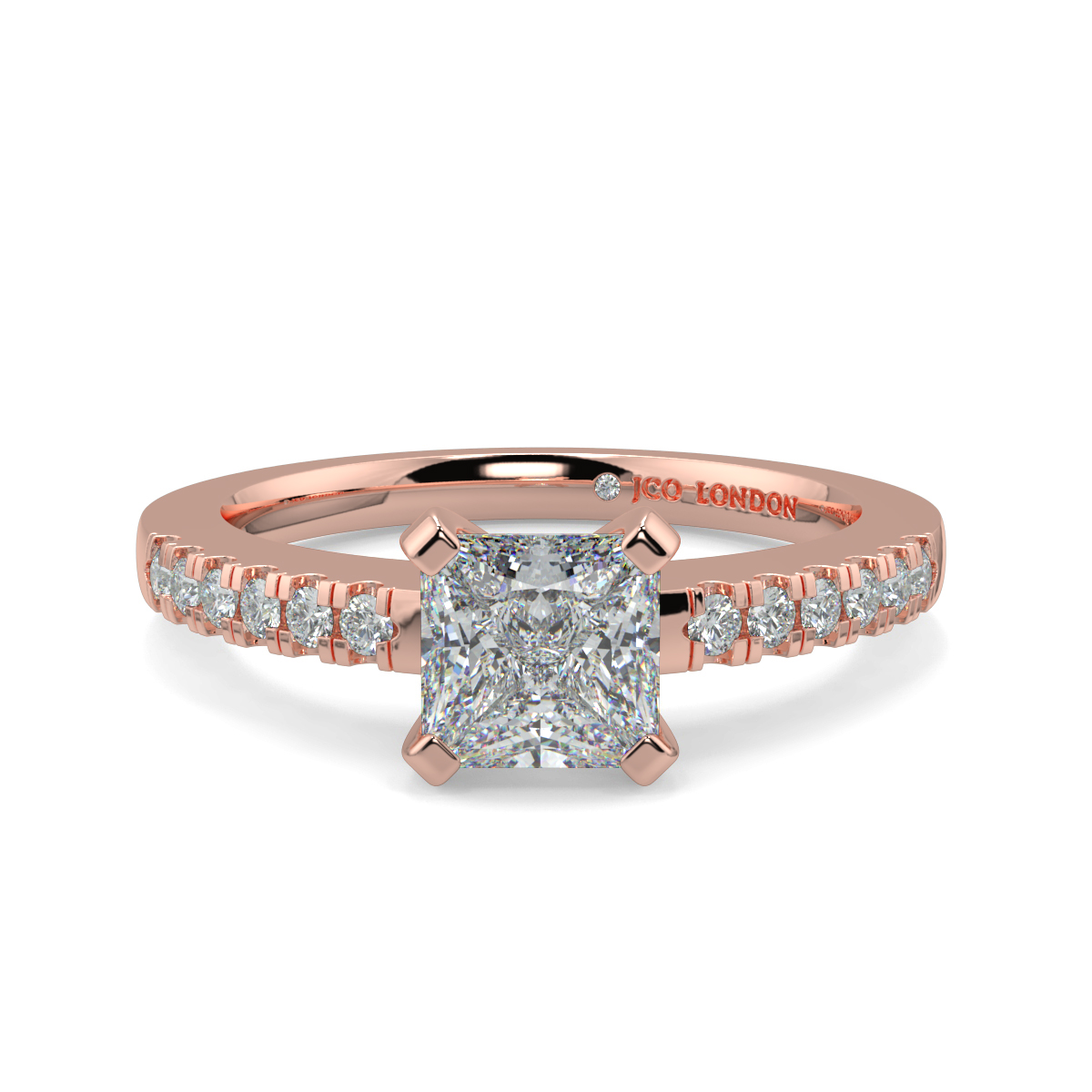 Princess Shoulder Diamond  Engagement Rings