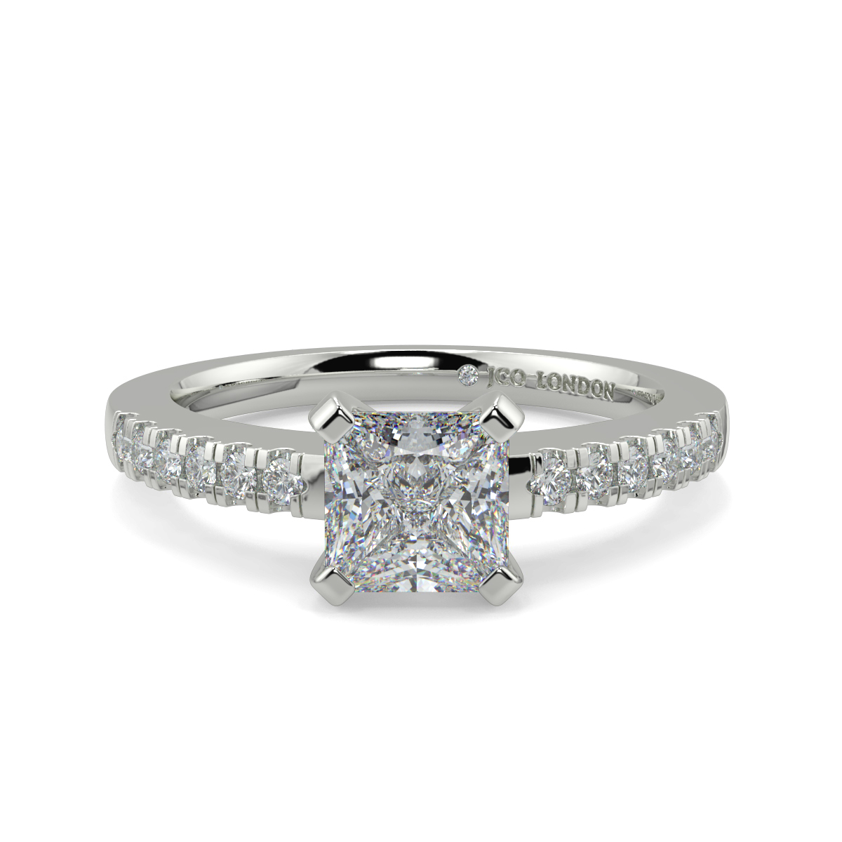 Princess Shoulder Diamond  Engagement Rings