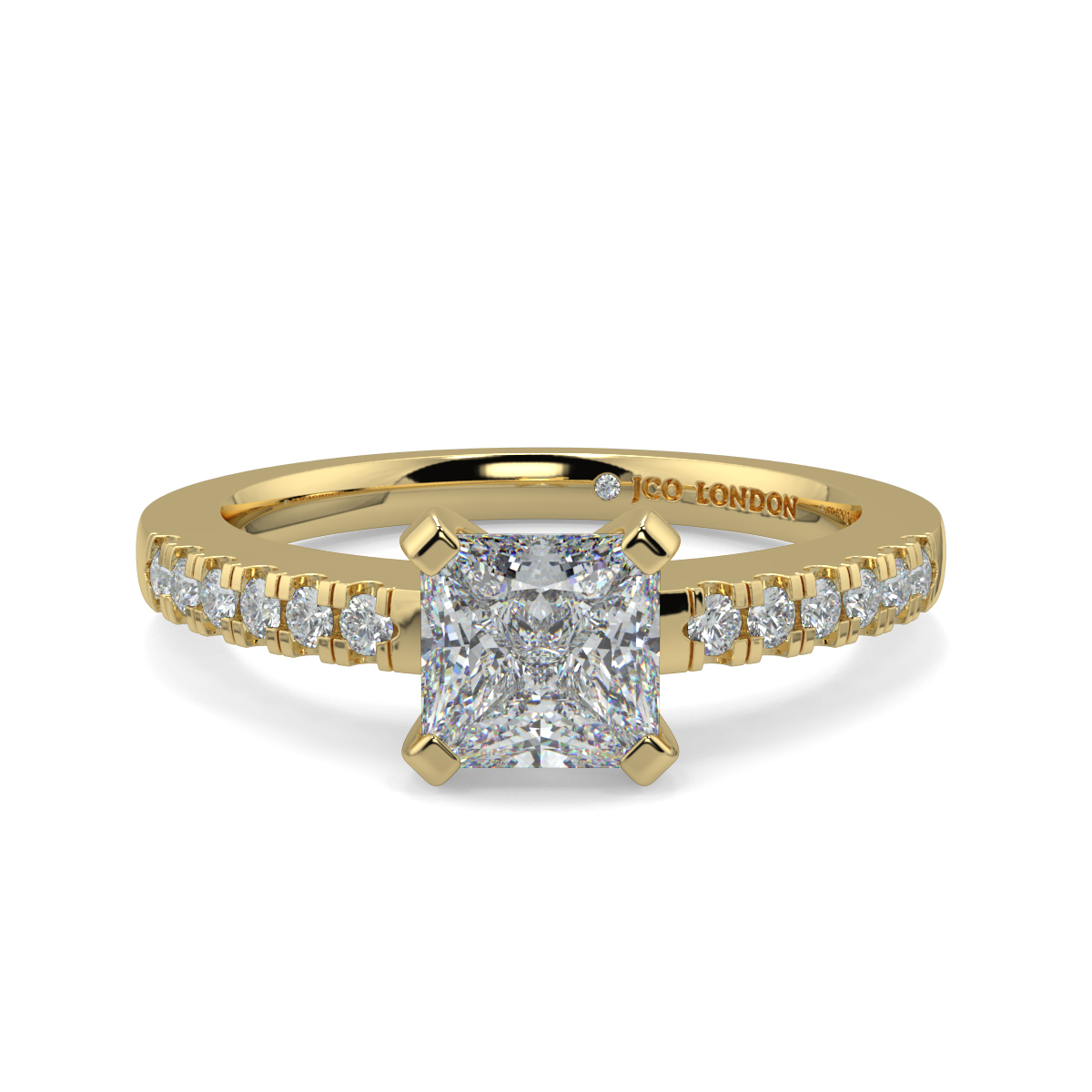 Princess Shoulder Diamond  Engagement Rings
