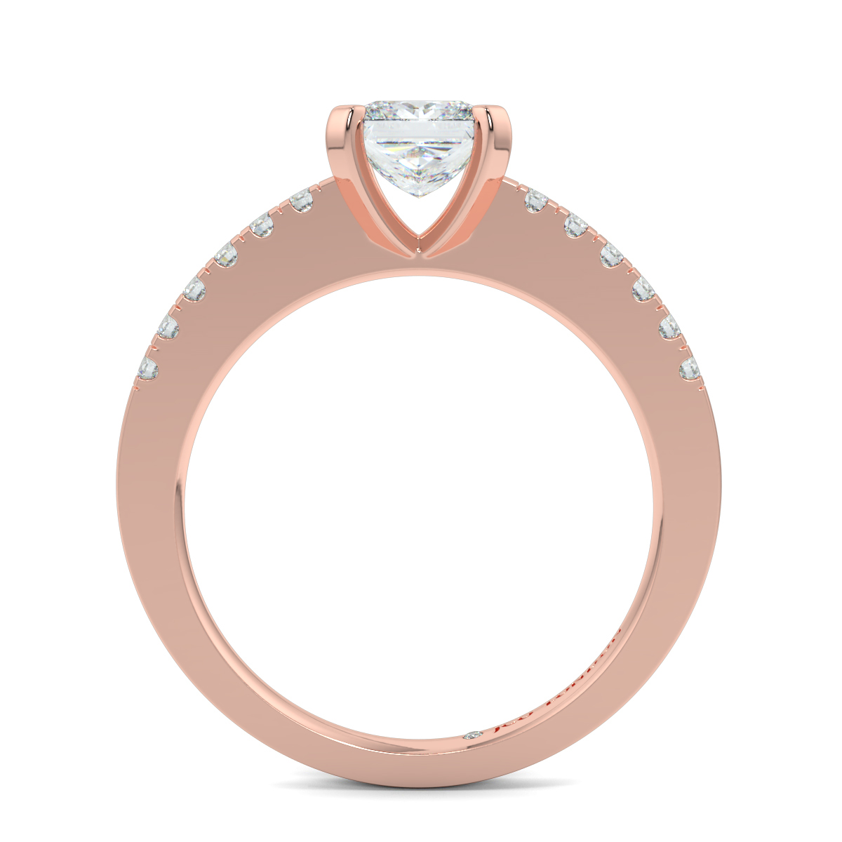 Princess Shoulder Diamond  Engagement Rings