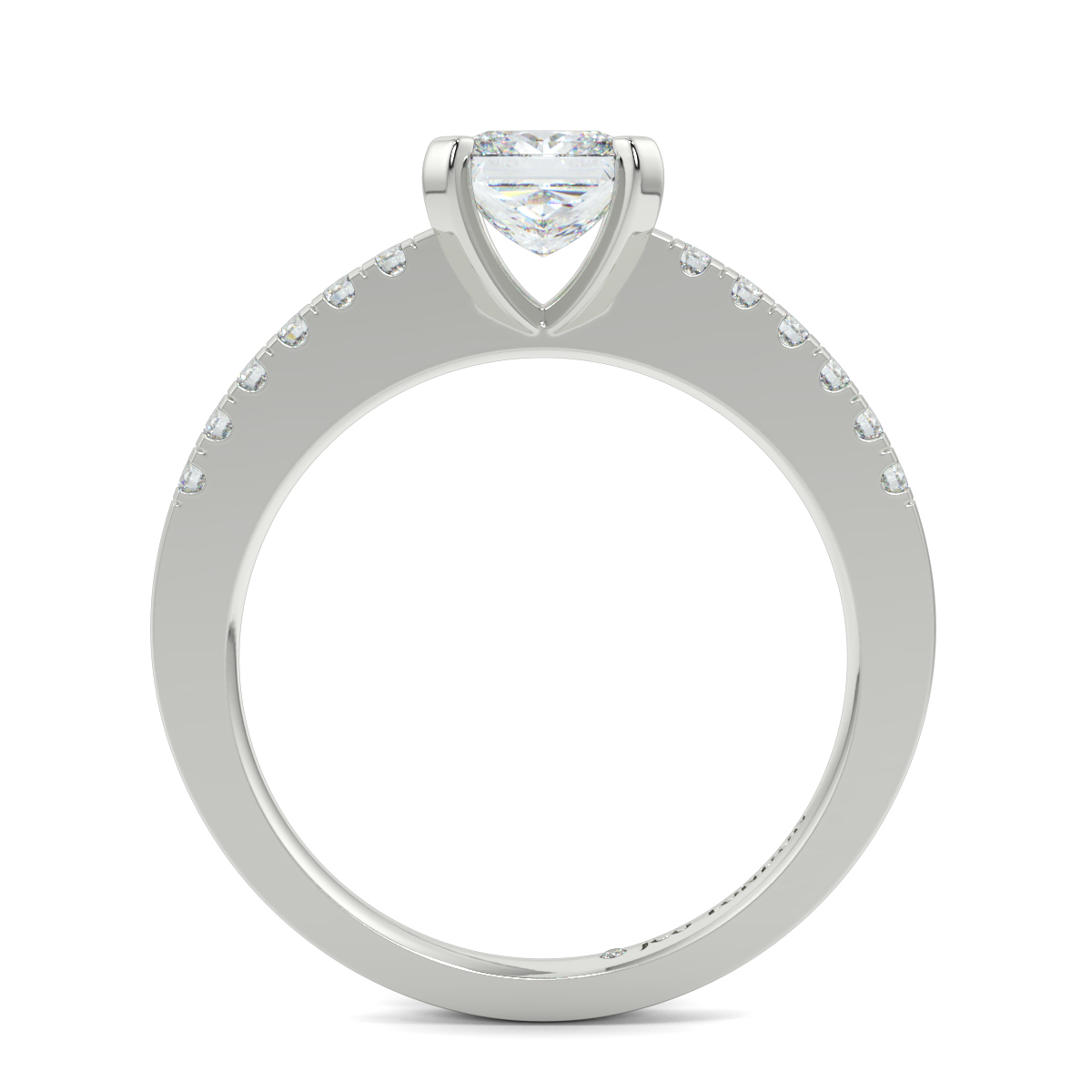 Princess Shoulder Diamond  Engagement Rings