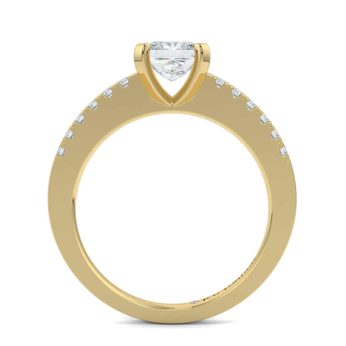 Princess Shoulder Diamond  Engagement Rings