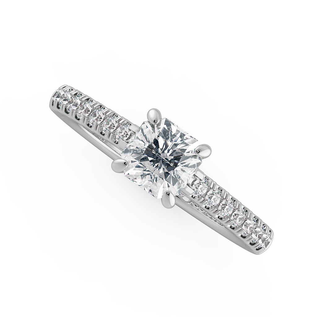 Asscher Shoulder Diamond  Engagement Rings