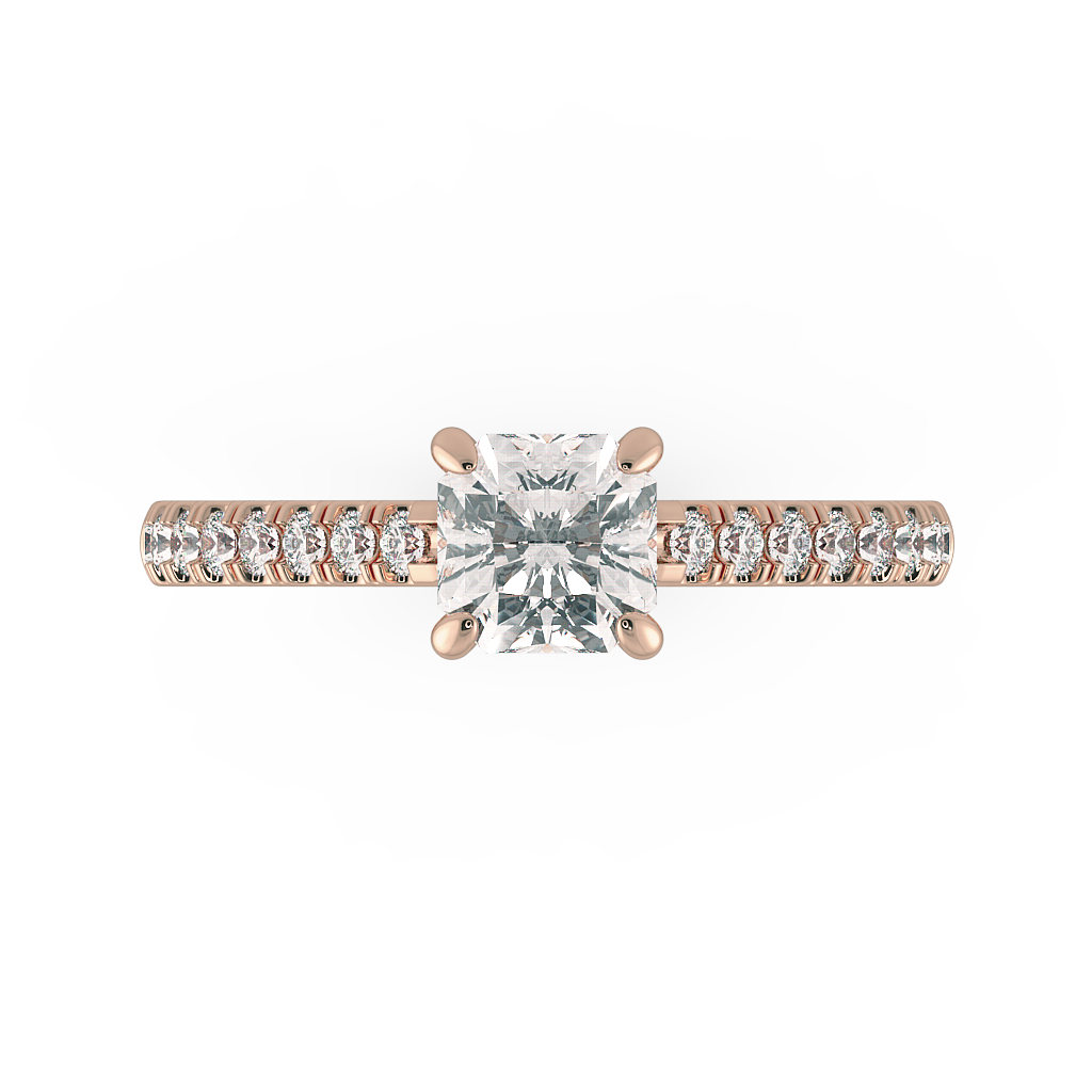 Asscher Shoulder Diamond  Engagement Rings