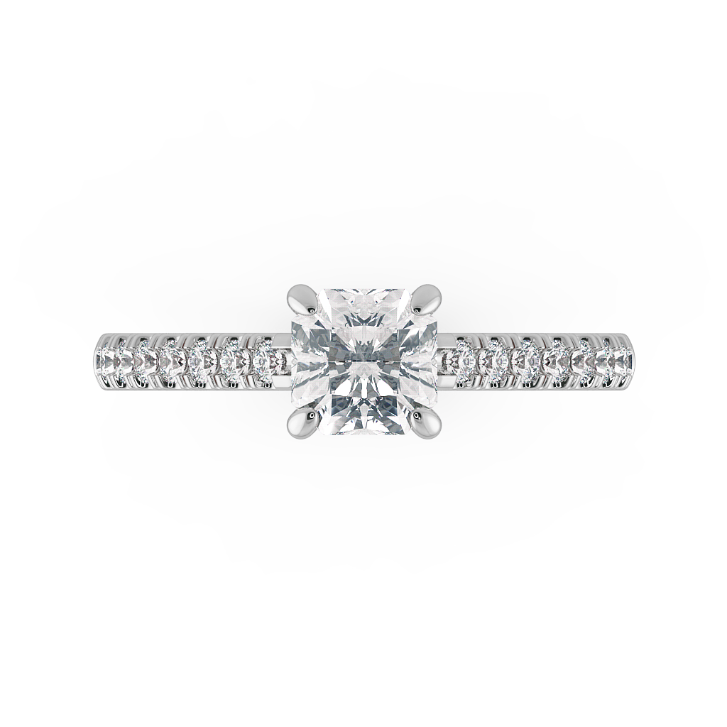 Asscher Shoulder Diamond  Engagement Rings