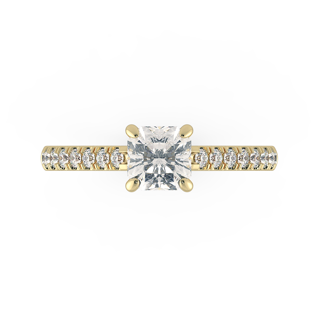 Asscher Shoulder Diamond  Engagement Rings