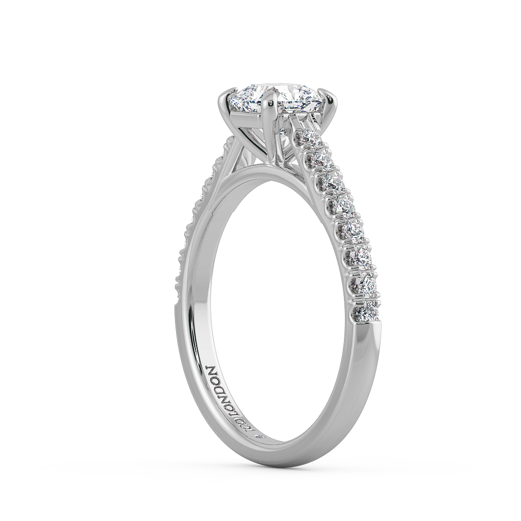 Asscher Shoulder Diamond  Engagement Rings