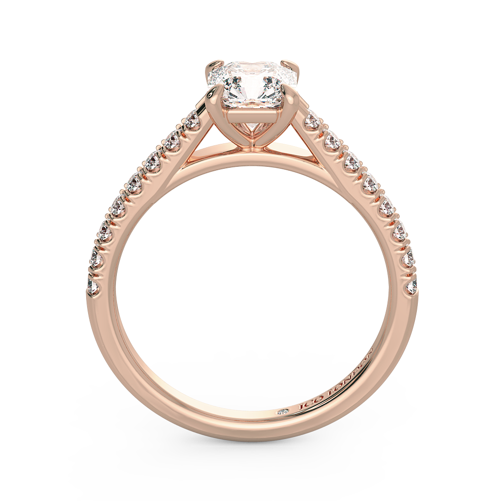 Asscher Shoulder Diamond  Engagement Rings