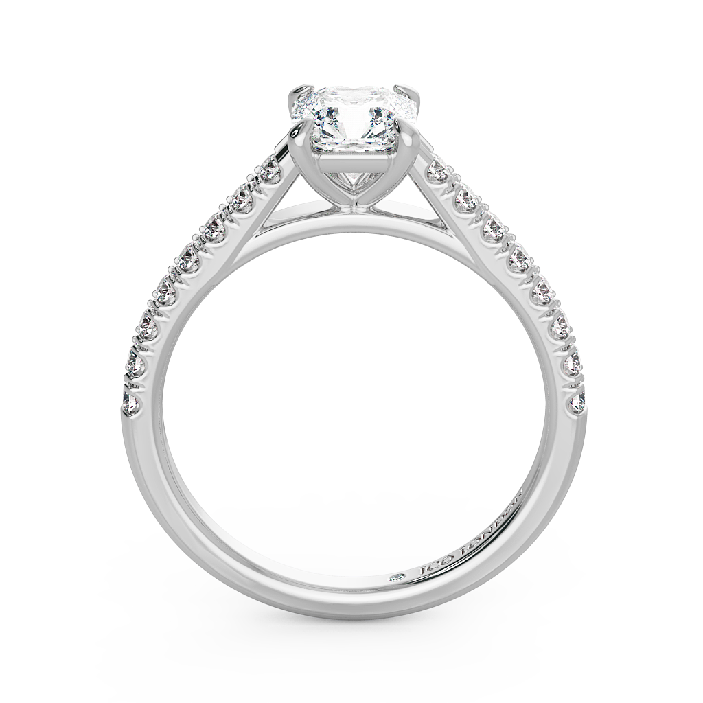 Asscher Shoulder Diamond  Engagement Rings