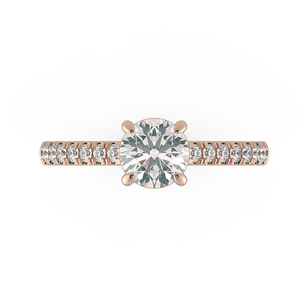 Round Shoulder Diamond  Engagement Rings