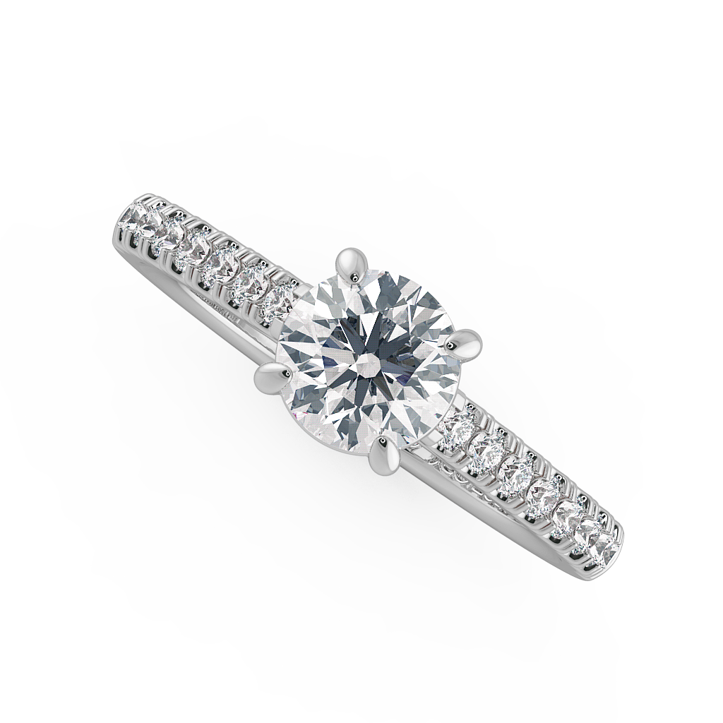 Round Shoulder Diamond  Engagement Rings