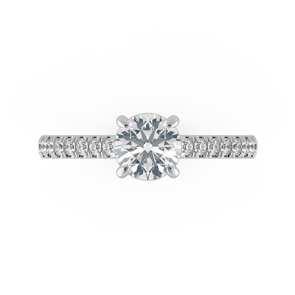 Round Shoulder Diamond  Engagement Rings
