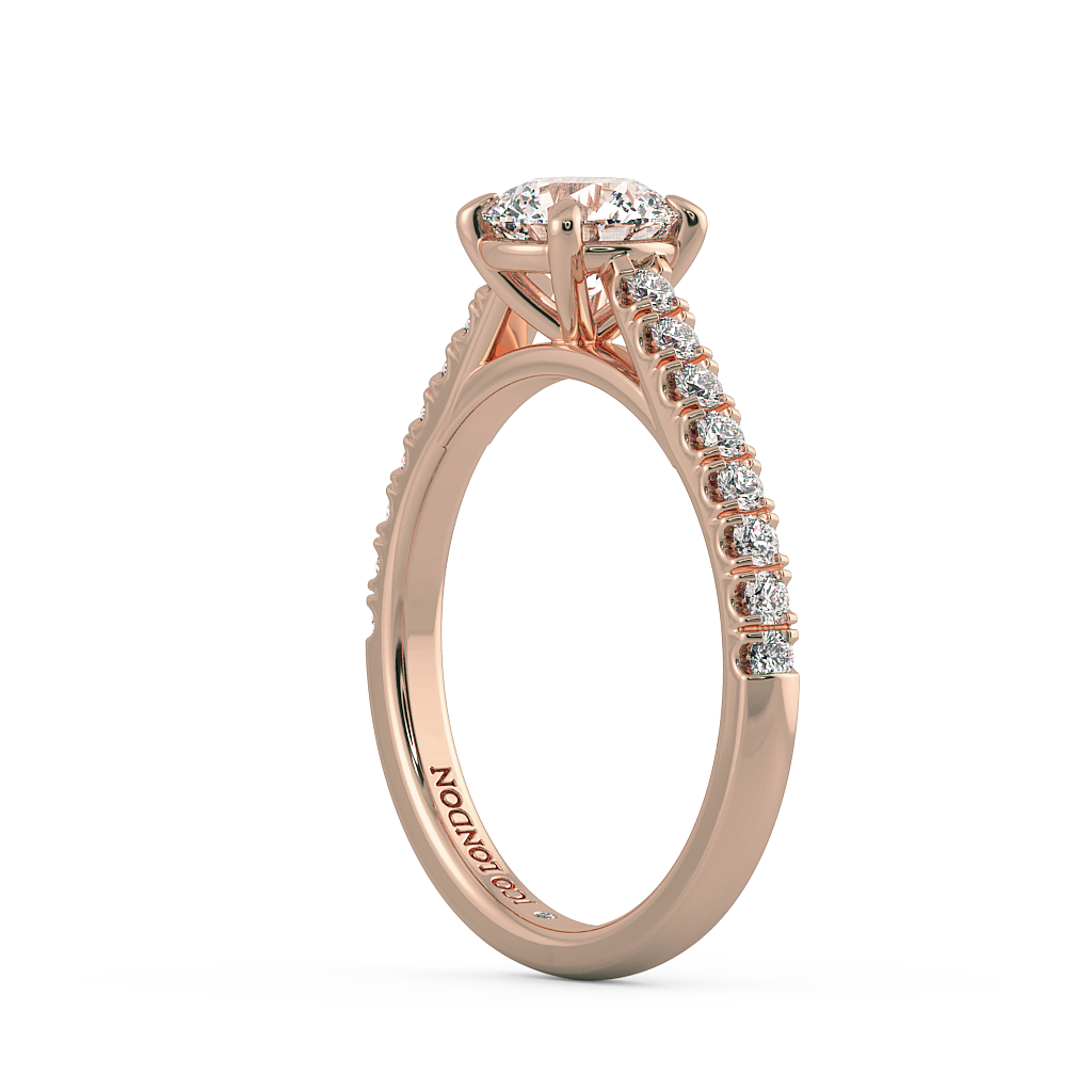 Round Shoulder Diamond  Engagement Rings