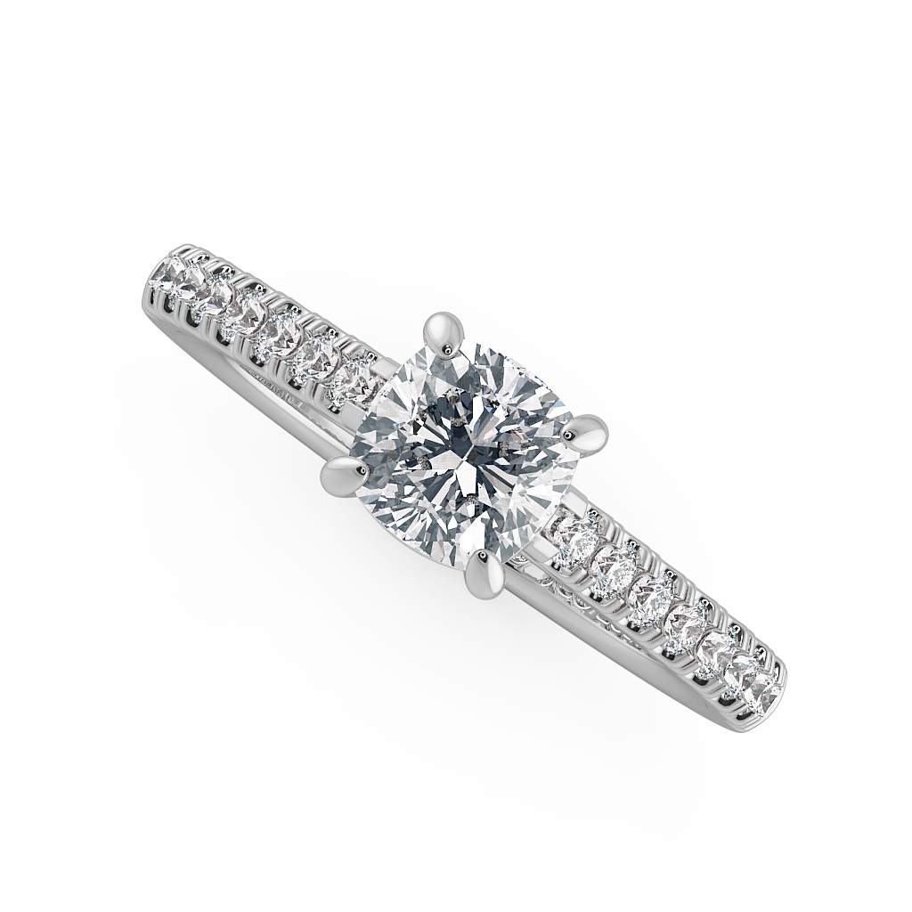 Cushion Shoulder Diamond  Engagement Rings