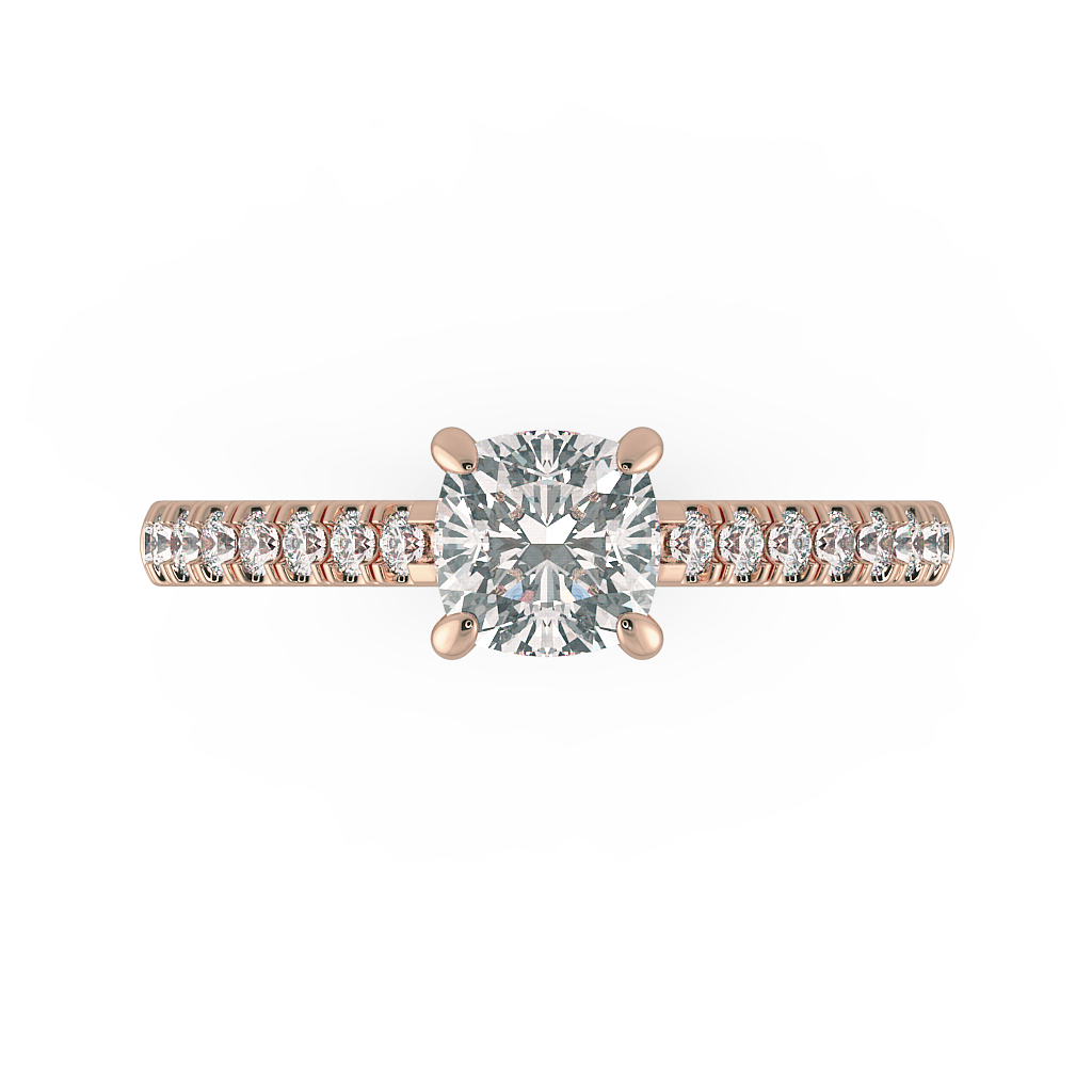 Cushion Shoulder Diamond  Engagement Rings
