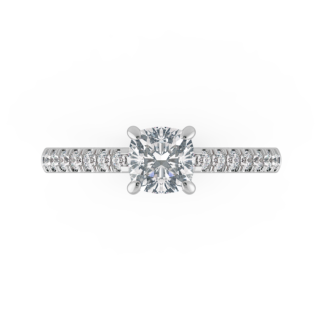 Cushion Shoulder Diamond  Engagement Rings