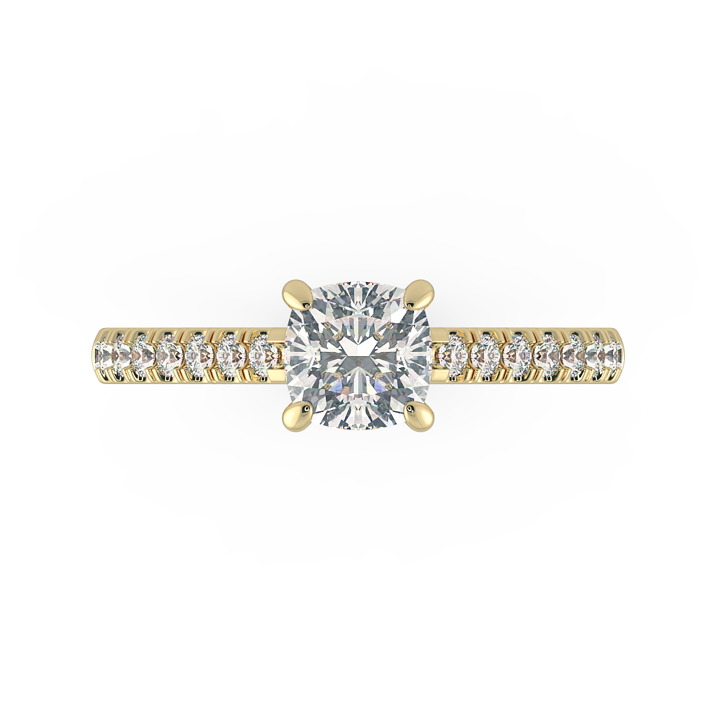 Cushion Shoulder Diamond  Engagement Rings