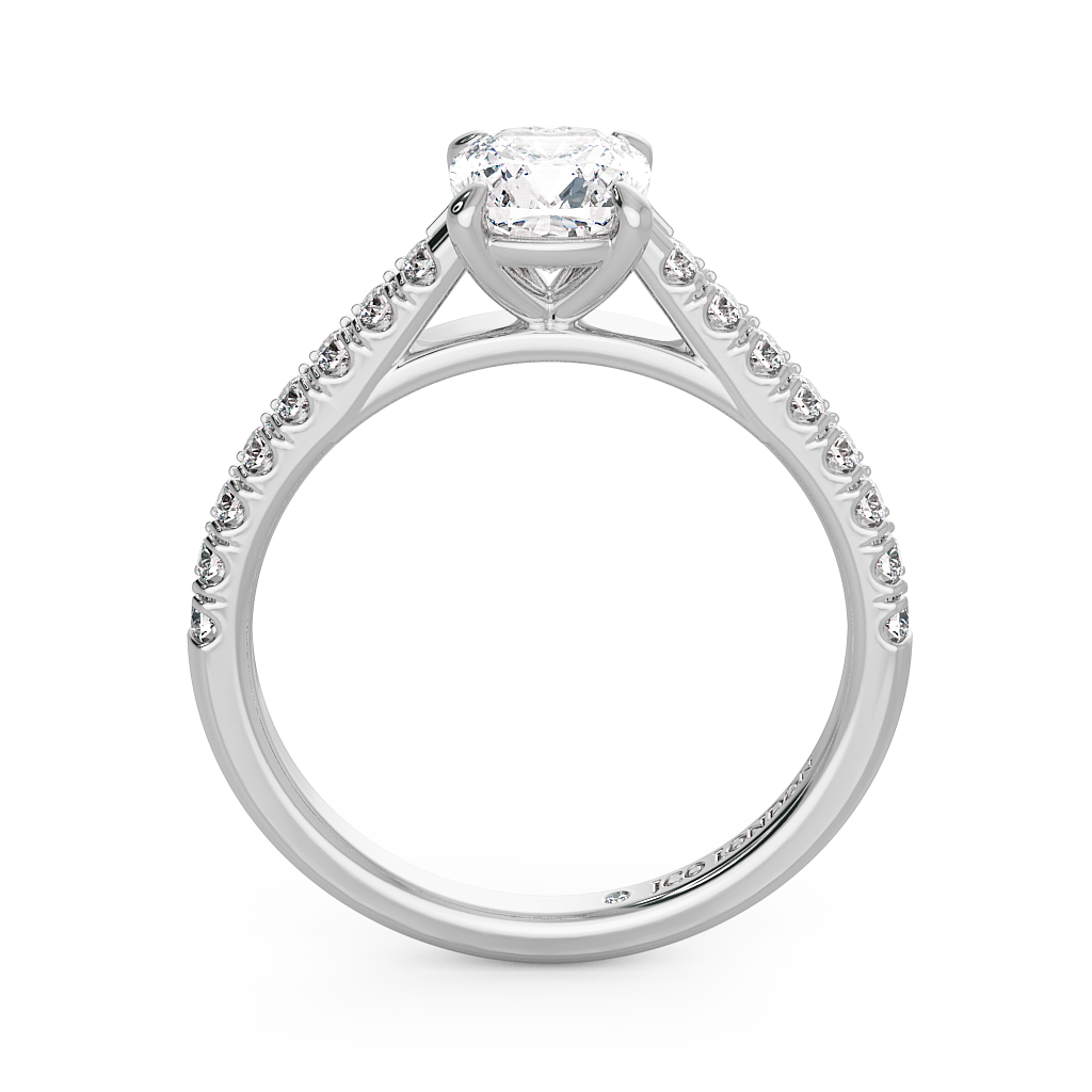 Cushion Shoulder Diamond  Engagement Rings
