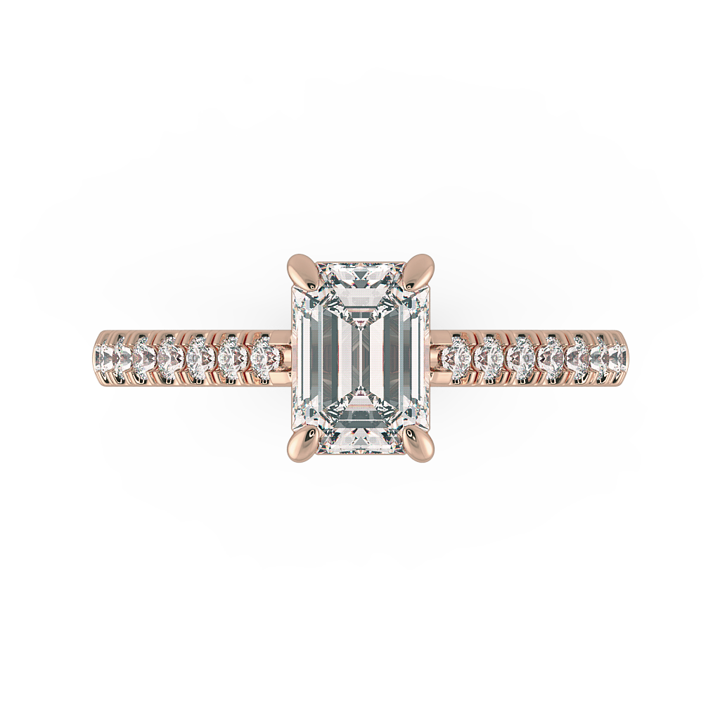 Emerald Shoulder Diamond  Engagement Rings