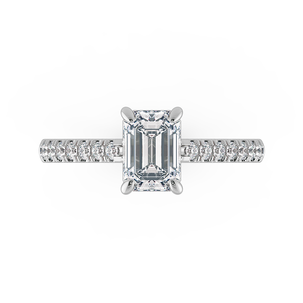 Emerald Shoulder Diamond  Engagement Rings