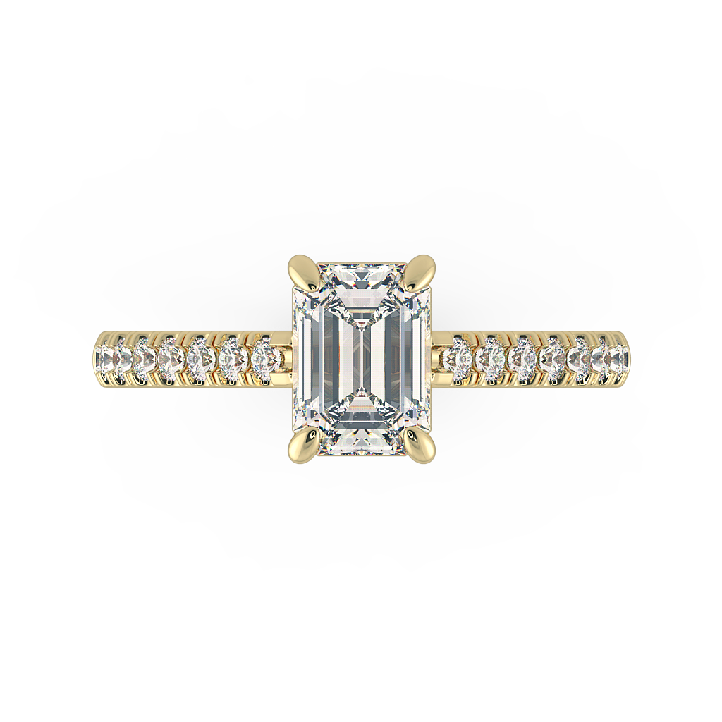 Emerald Shoulder Diamond  Engagement Rings