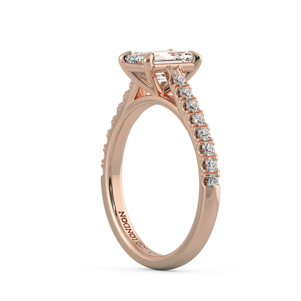 Emerald Shoulder Diamond  Engagement Rings