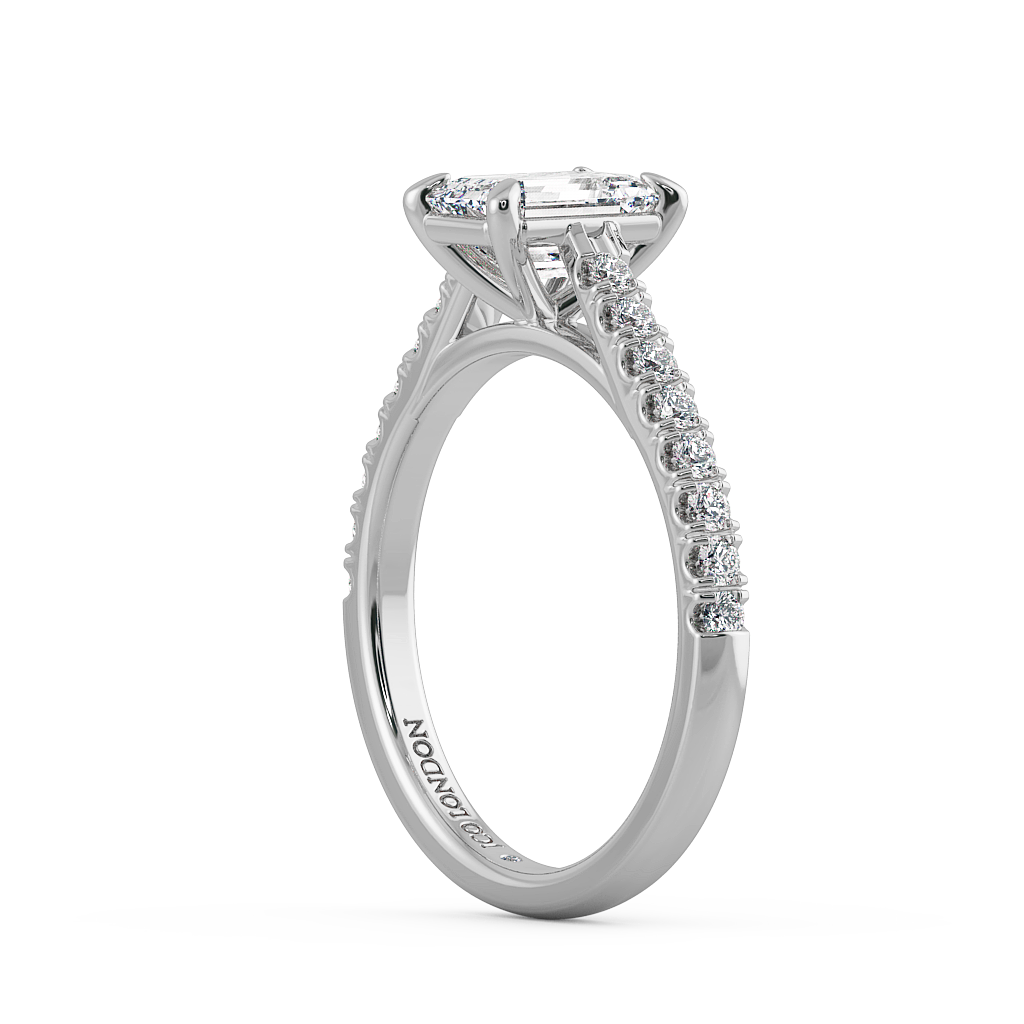 Emerald Shoulder Diamond  Engagement Rings