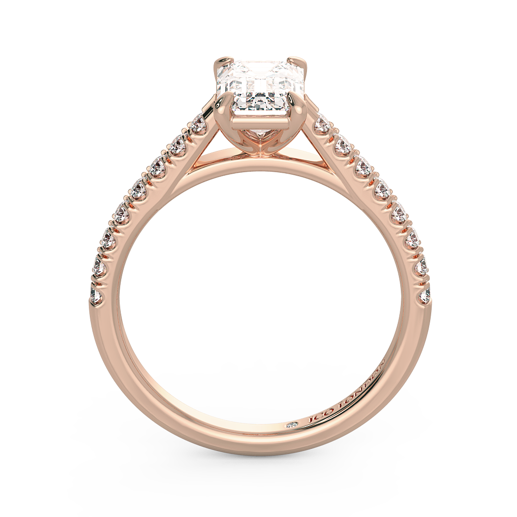 Emerald Shoulder Diamond  Engagement Rings