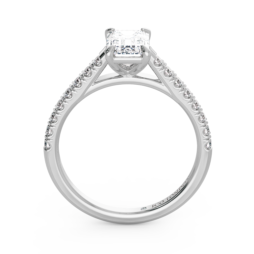Emerald Shoulder Diamond  Engagement Rings
