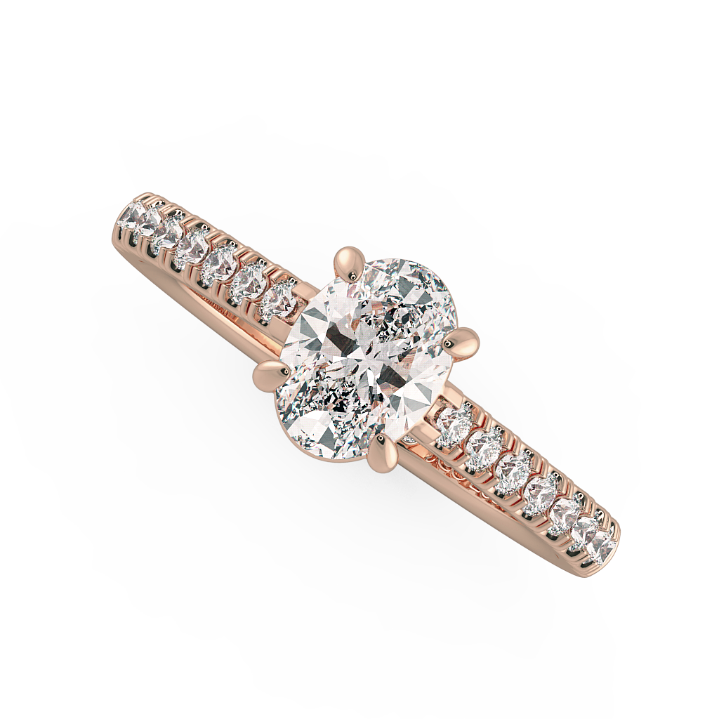 Oval Shoulder Diamond  Engagement Rings