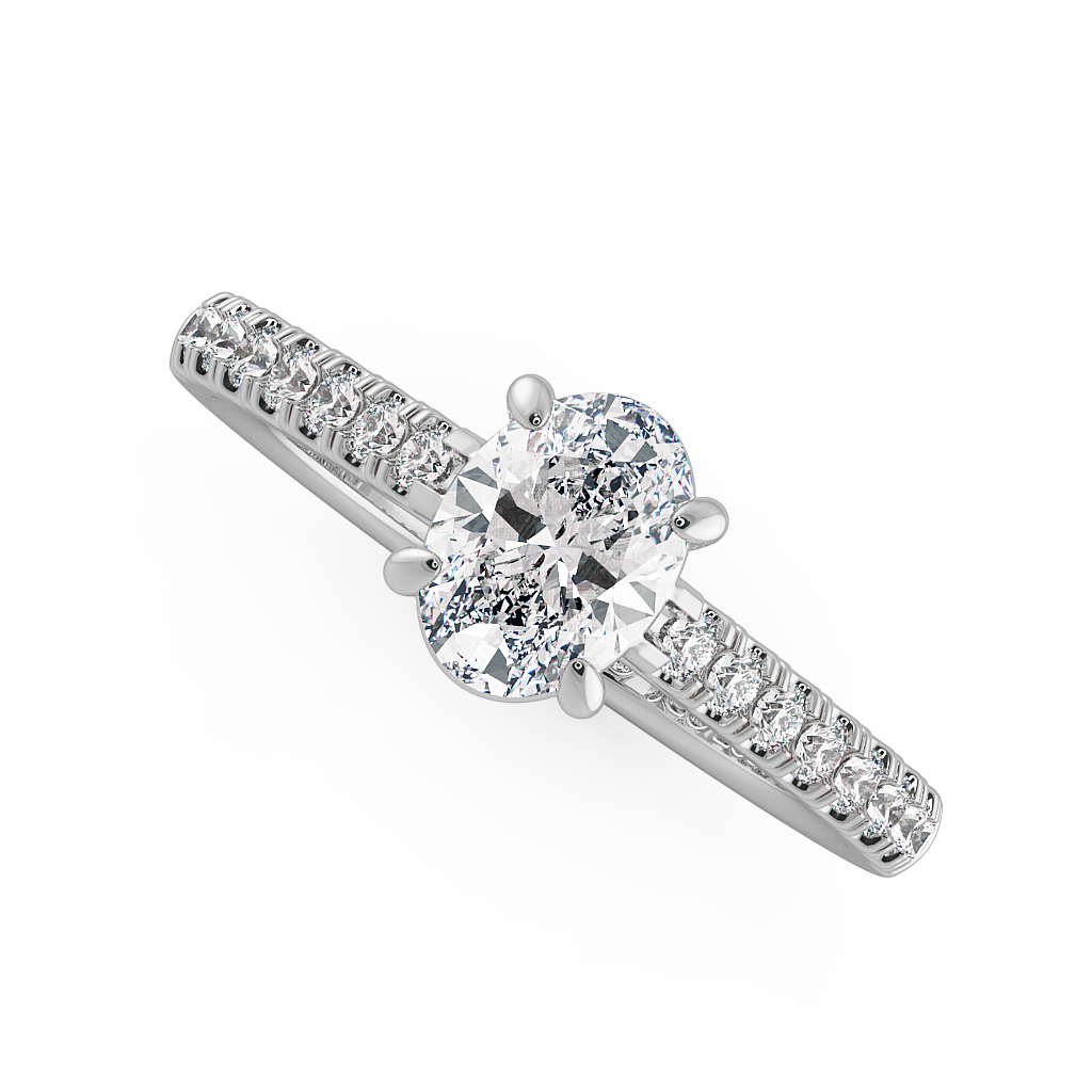Oval Shoulder Diamond  Engagement Rings