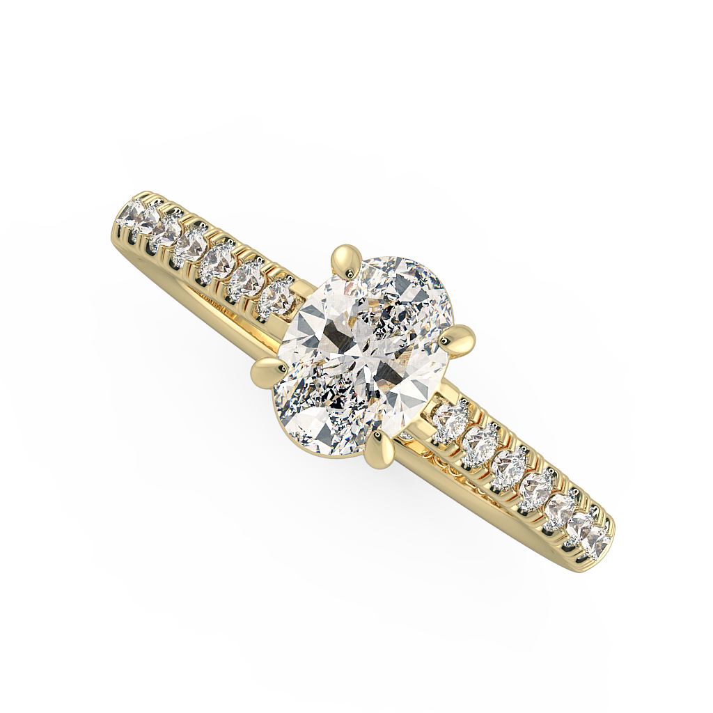 Oval Shoulder Diamond  Engagement Rings