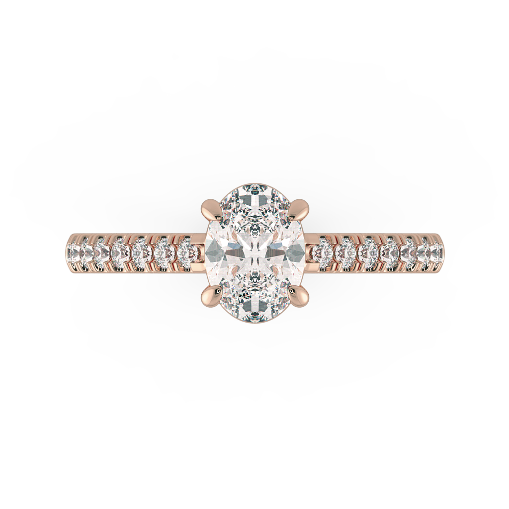 Oval Shoulder Diamond  Engagement Rings