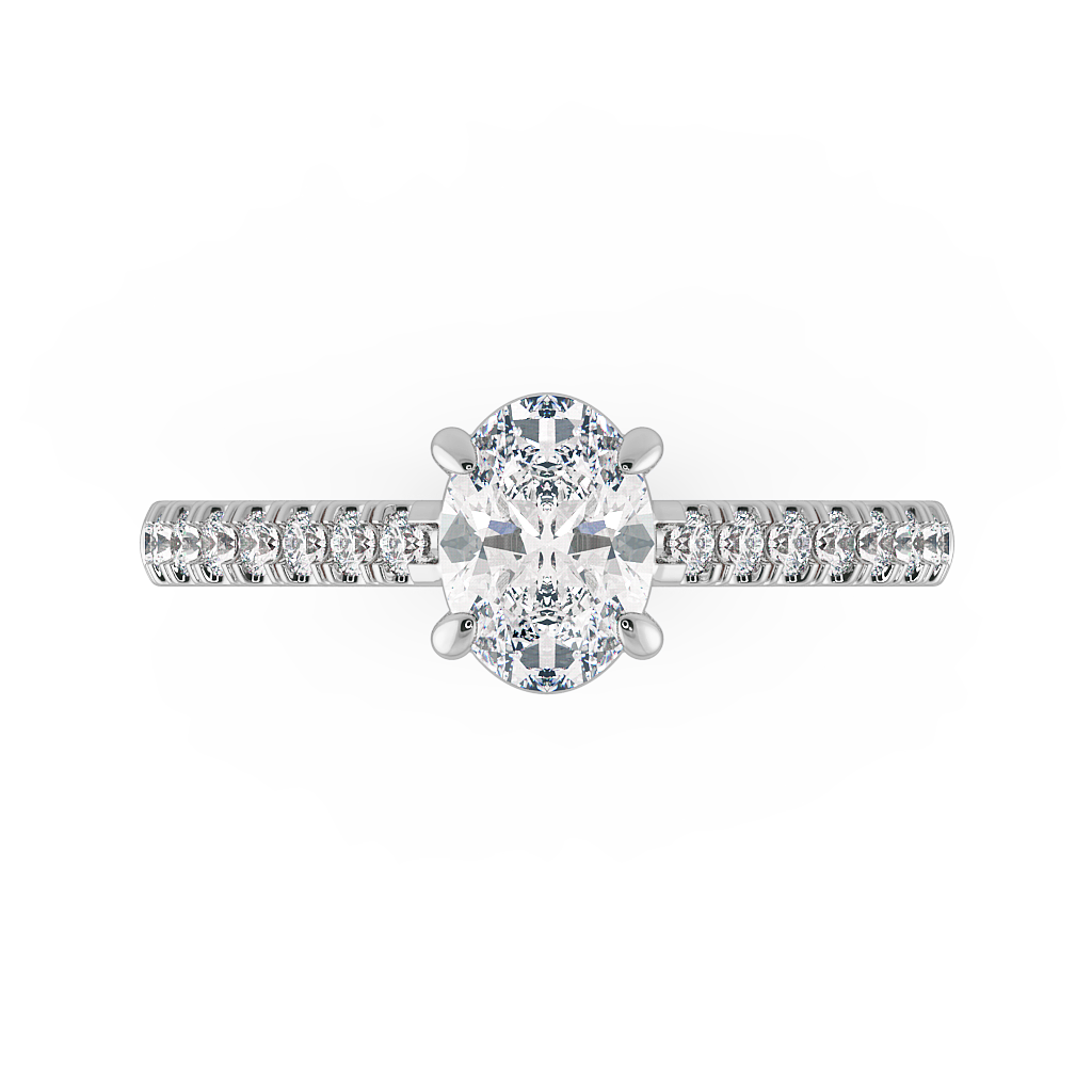 Oval Shoulder Diamond  Engagement Rings