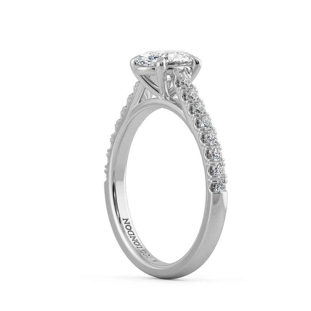 Oval Shoulder Diamond  Engagement Rings