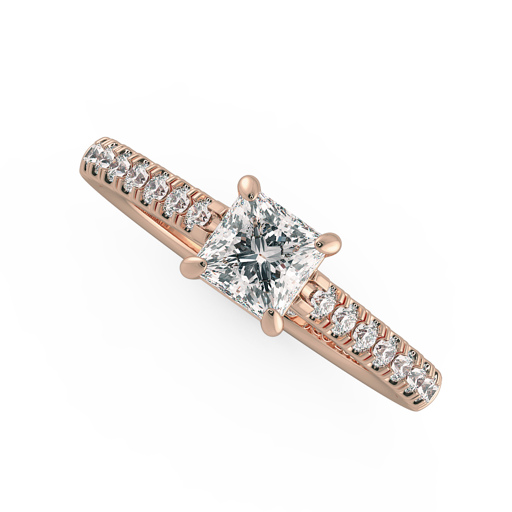 Princess Shoulder Diamond  Engagement Rings