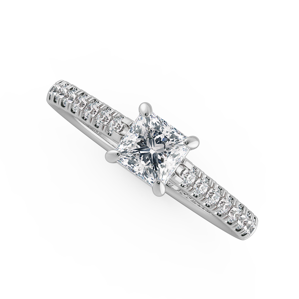 Princess Shoulder Diamond  Engagement Rings