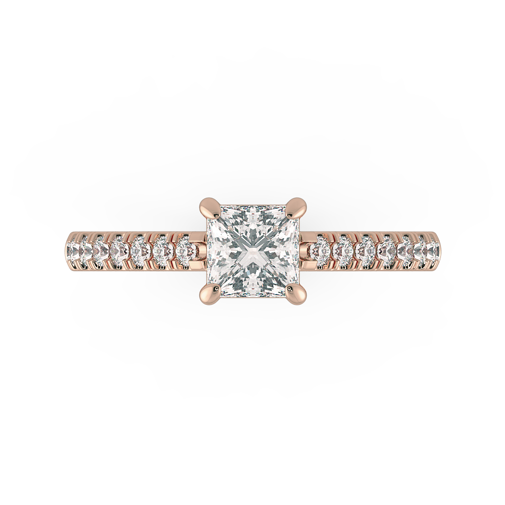 Princess Shoulder Diamond  Engagement Rings