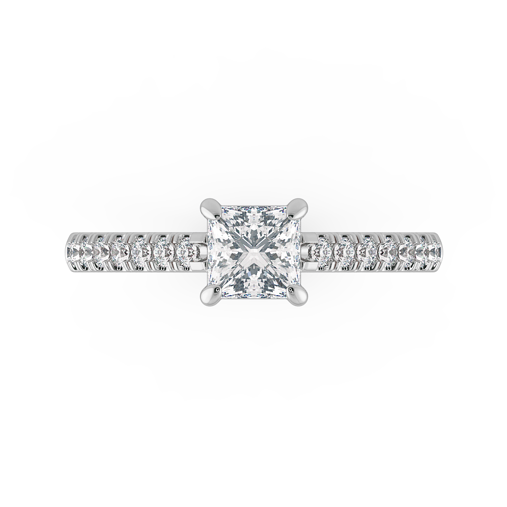 Princess Shoulder Diamond  Engagement Rings