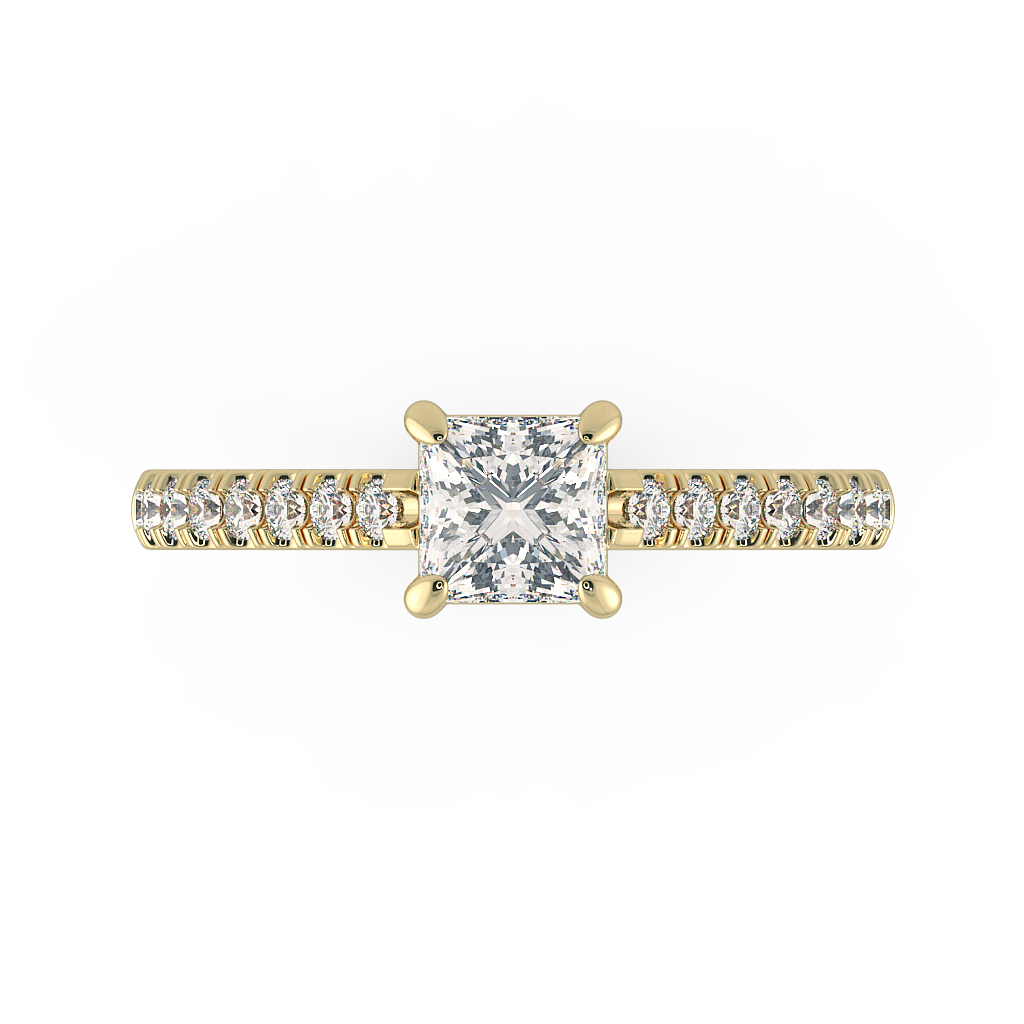 Princess Shoulder Diamond  Engagement Rings