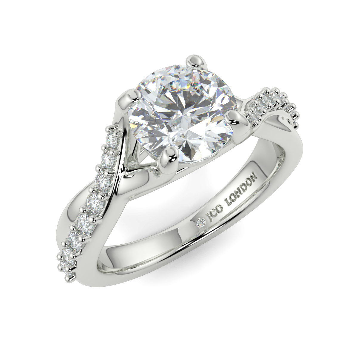 Round Shoulder Diamond  Engagement Rings
