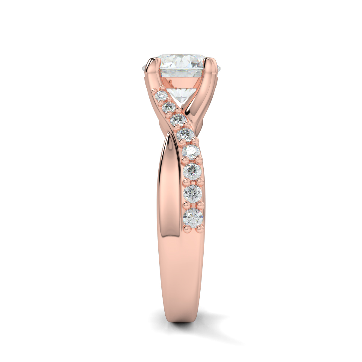 Round Shoulder Diamond  Engagement Rings