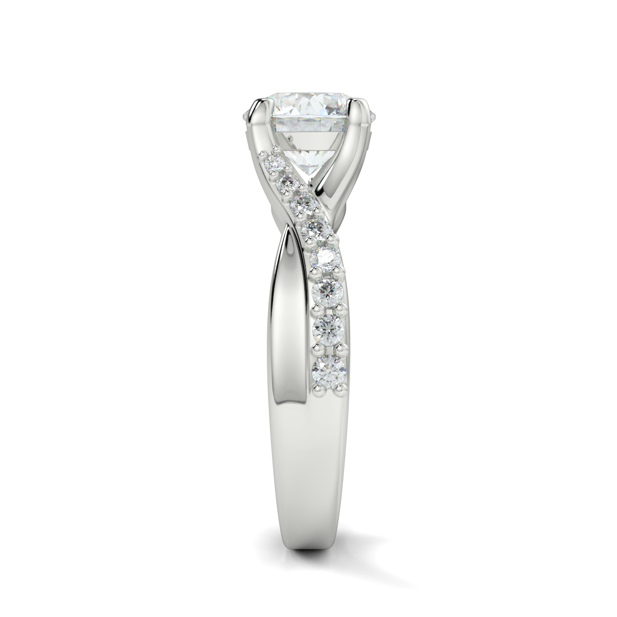 Round Shoulder Diamond  Engagement Rings