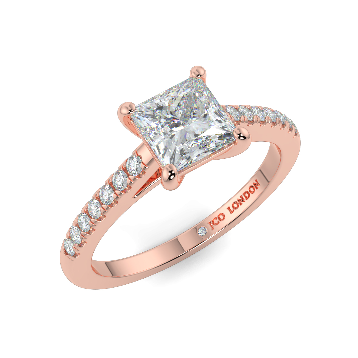 Princess Shoulder Diamond  Engagement Rings