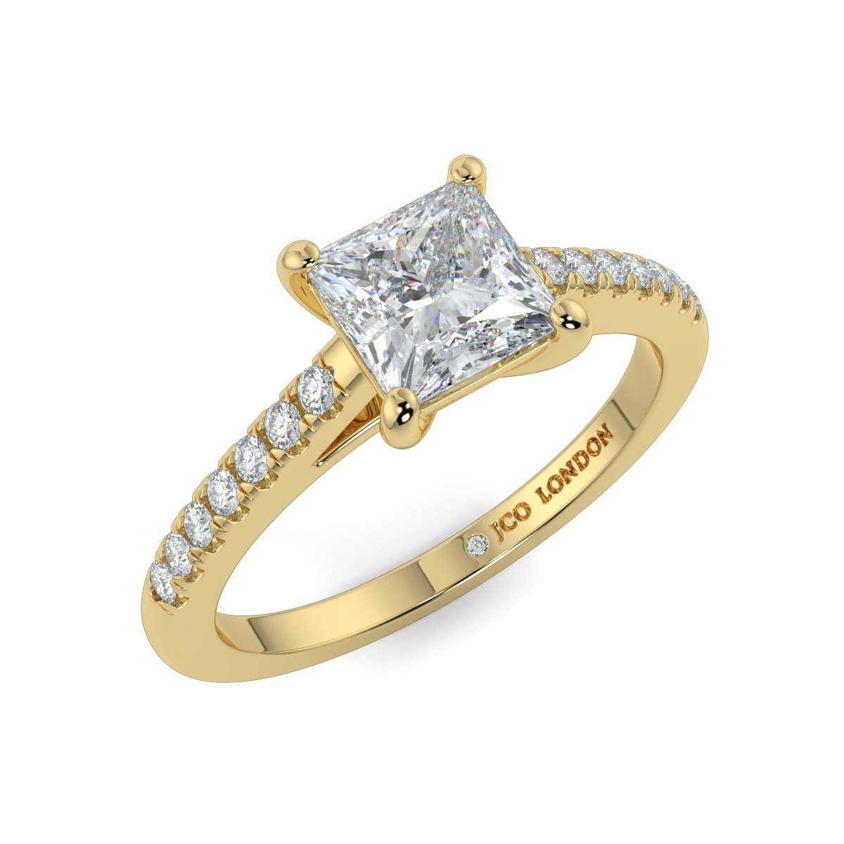 Princess Shoulder Diamond  Engagement Rings