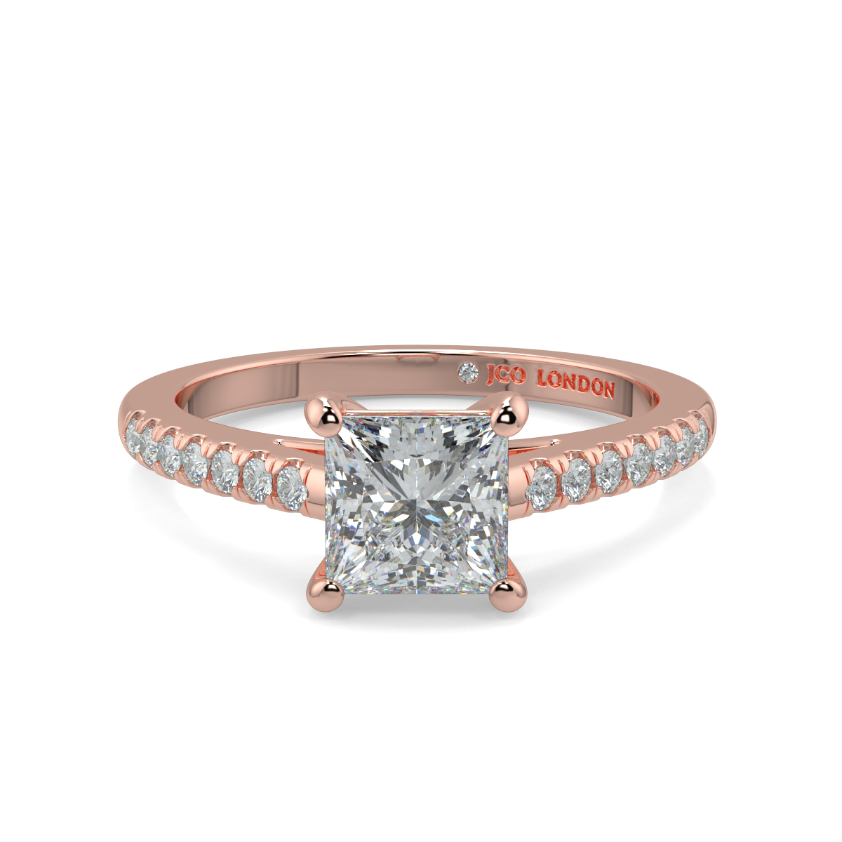 Princess Shoulder Diamond  Engagement Rings