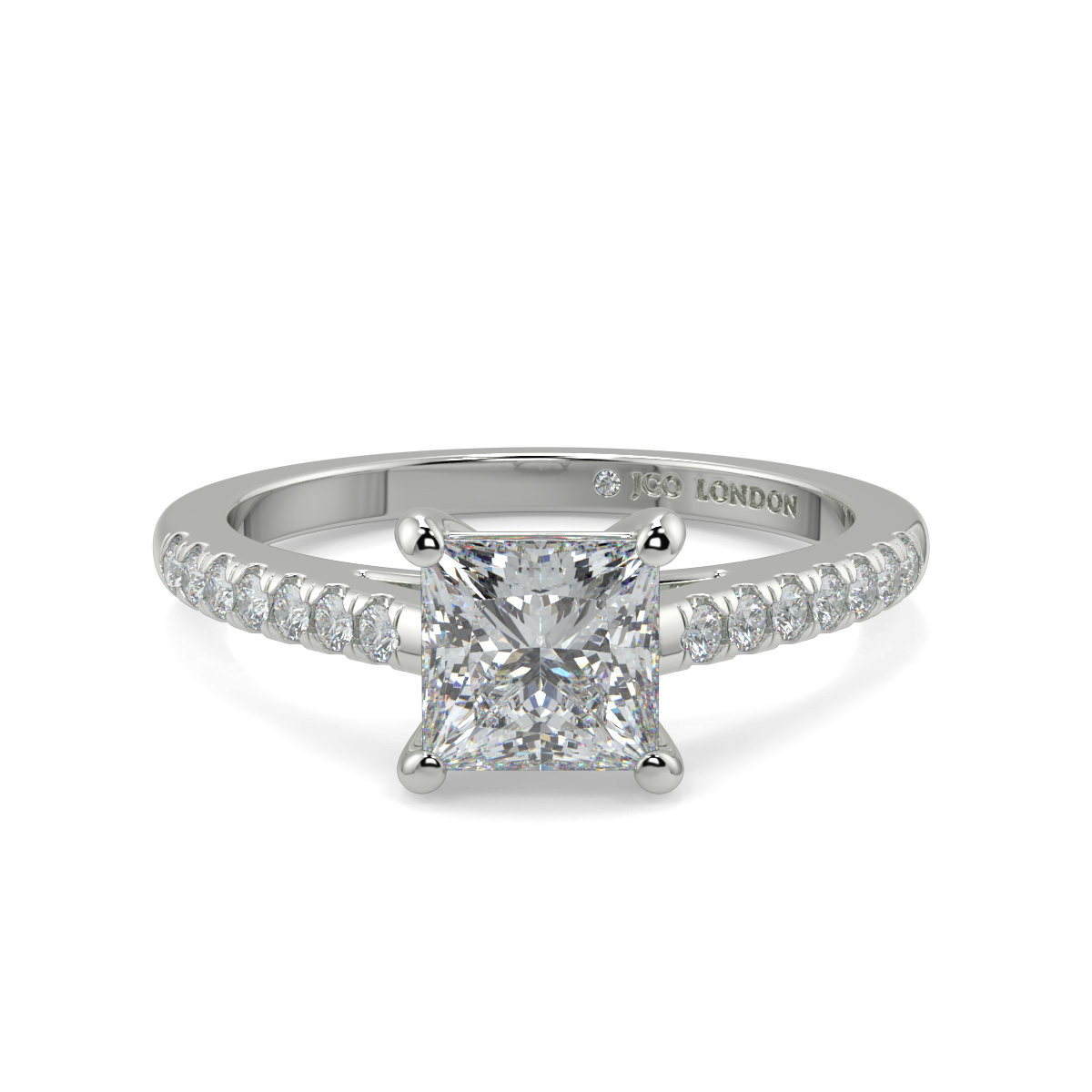 Princess Shoulder Diamond  Engagement Rings