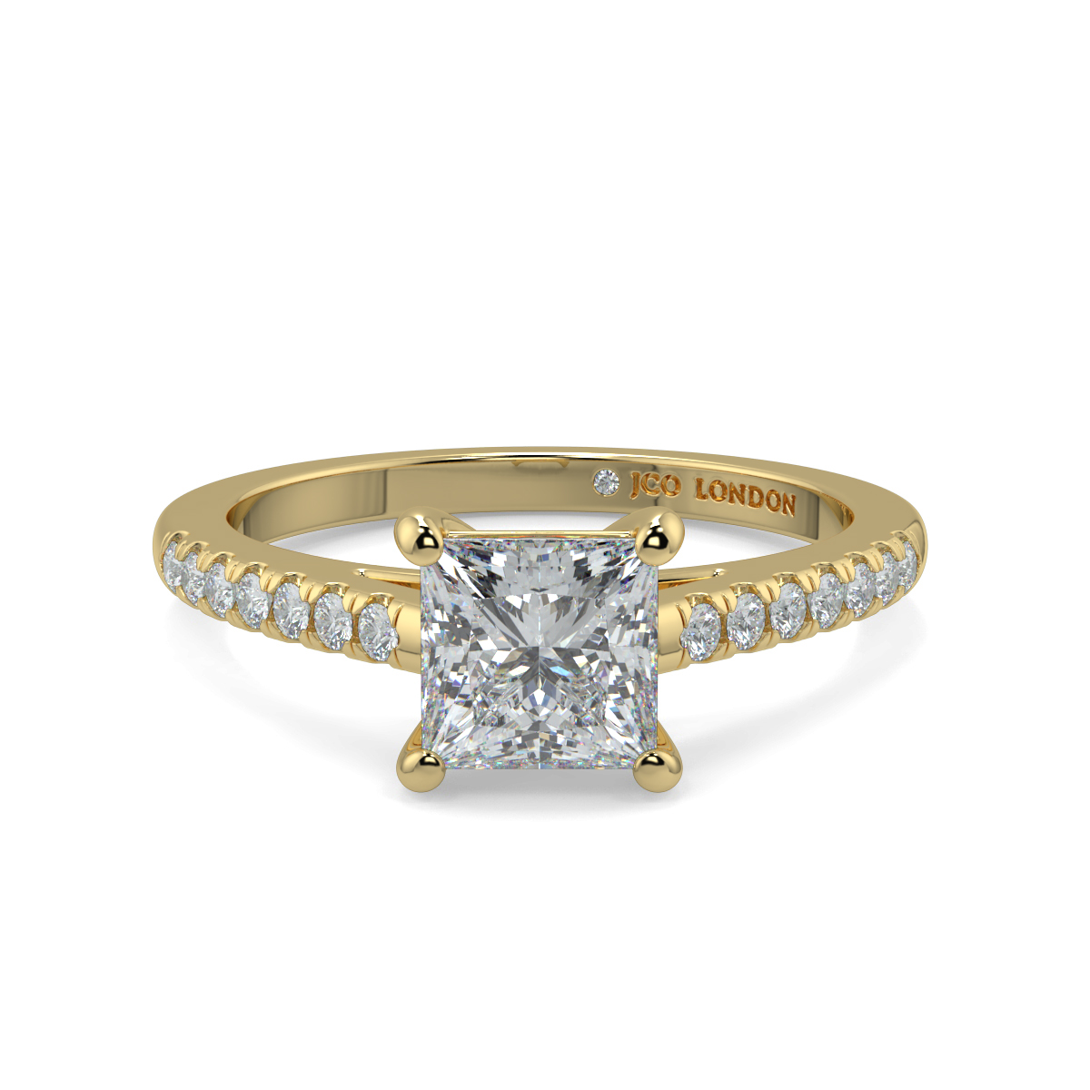 Princess Shoulder Diamond  Engagement Rings